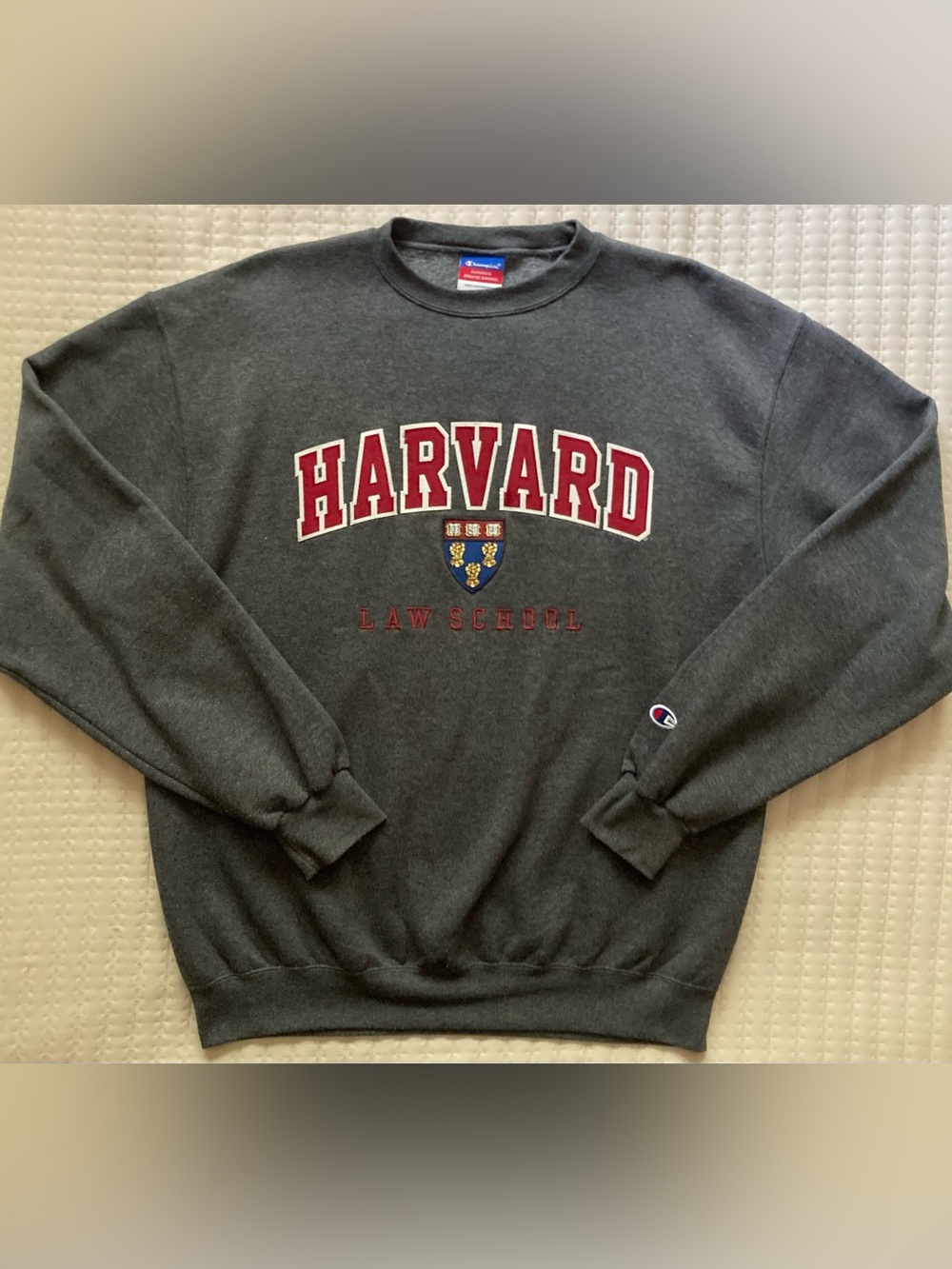 Harvard Law School Champion Crewneck Sweatshirt Men’s Large Gray Cotton Poly